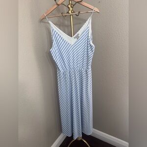 H&M Light Blue and White Striped Maxi Dress